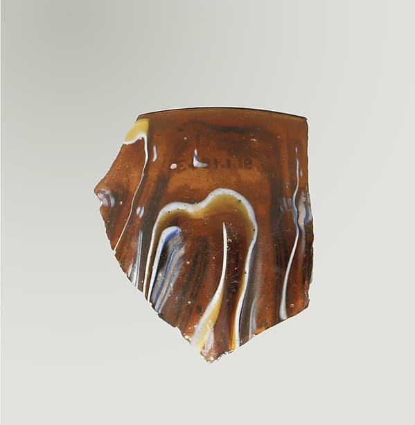 Glass mosaic ribbed bowl fragment
