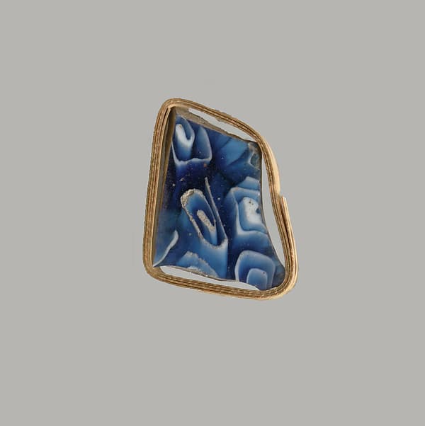 Glass mosaic ribbed bowl fragment