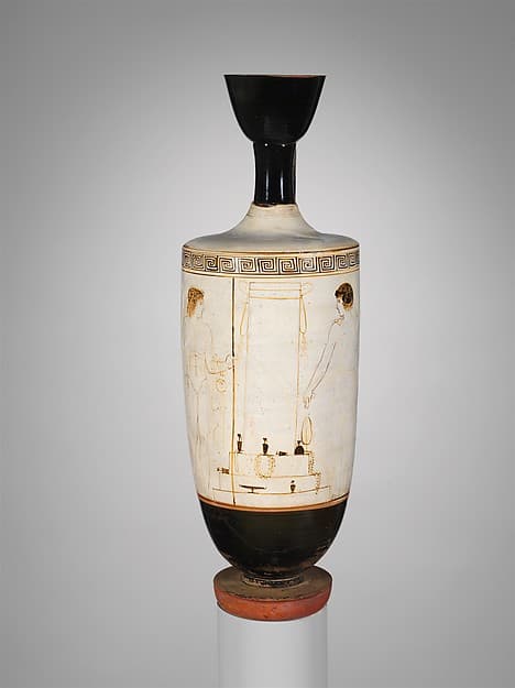 Terracotta lekythos (oil flask), by Bosanquet Painter