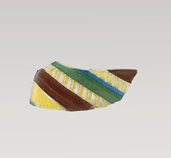 Glass striped mosaic fragment