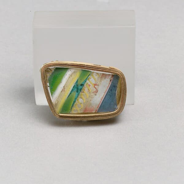 Glass striped mosaic fragment