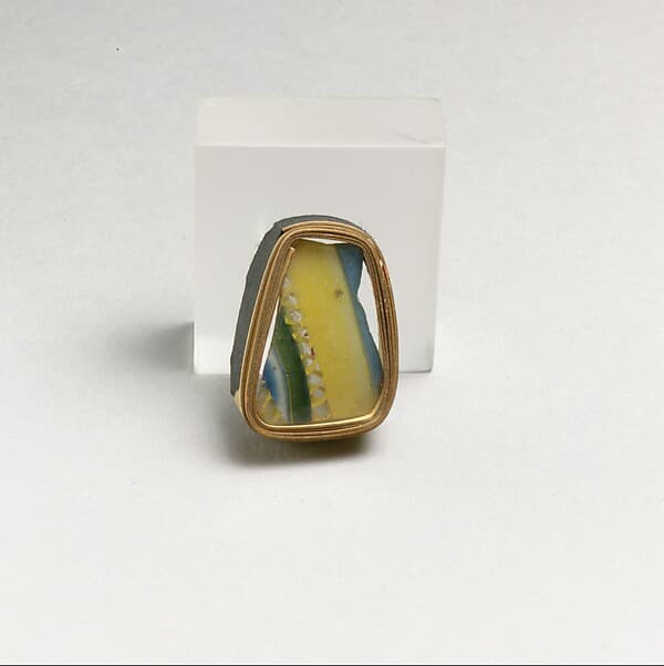 Glass striped mosaic fragment