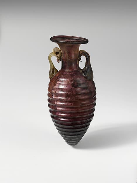 Glass amphoriskos with horizontal ribs
