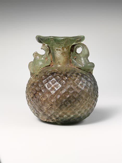 Glass aryballos (oil bottle)