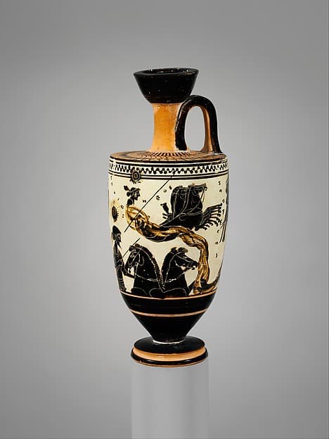 Terracotta lekythos (oil flask), by Sappho Painter