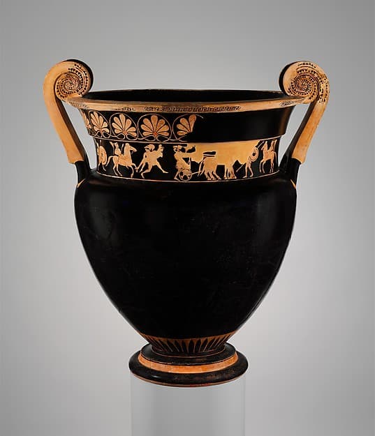 Terracotta volute-krater (bowl for mixing wine and water), by Karkinos Painter