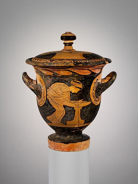 Terracotta bell-krater (mixing bowl) with lid, by Group of the Würzburg Scylla