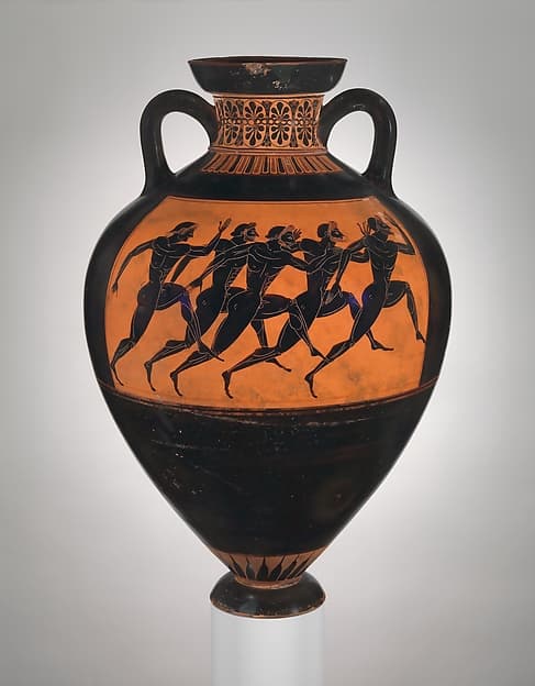 Terracotta Panathenaic prize amphora, by Euphiletos Painter
