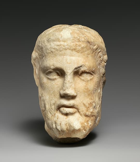 Marble head of a bearded man from a herm