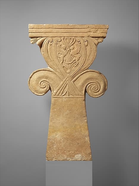 Limestone funerary stele (shaft) with a "Cypriot capital"