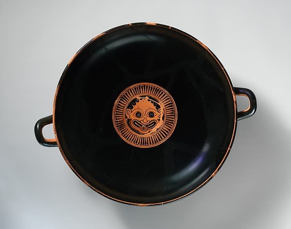 Terracotta kylix: eye-cup (drinking cup), by Nikosthenes