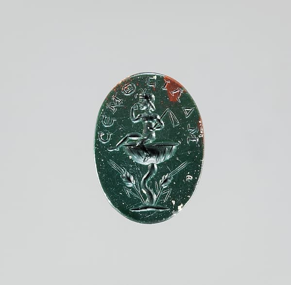 Jasper intaglio: Harcoprates seated on a lotus flower