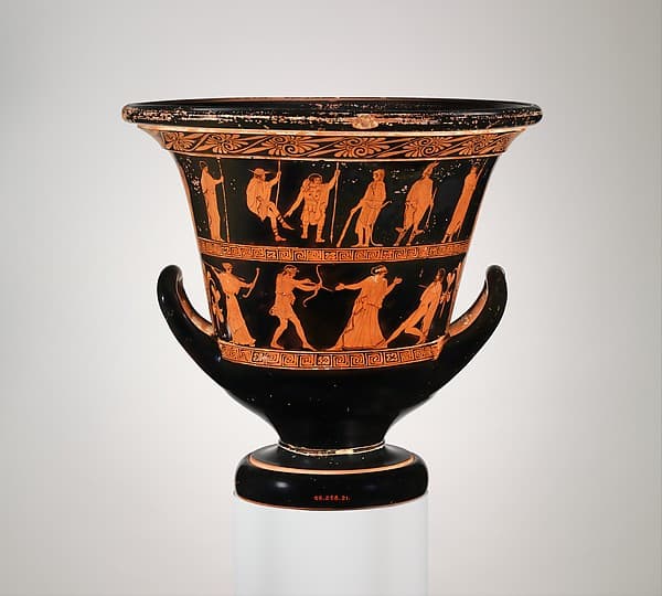Terracotta calyx-krater (bowl for mixing wine and water), by Nekyia Painter