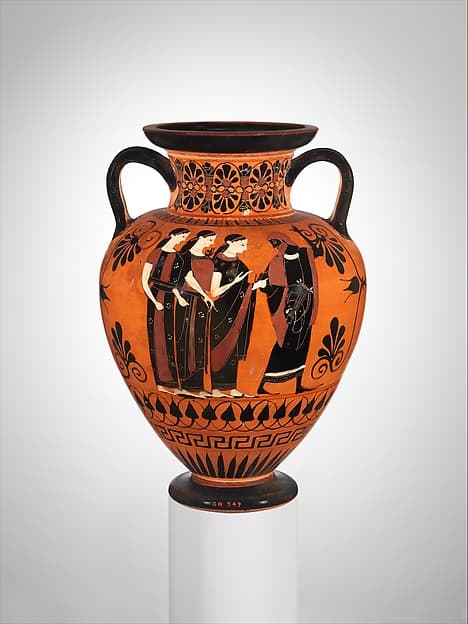 Terracotta neck-amphora (jar), by Swing Painter