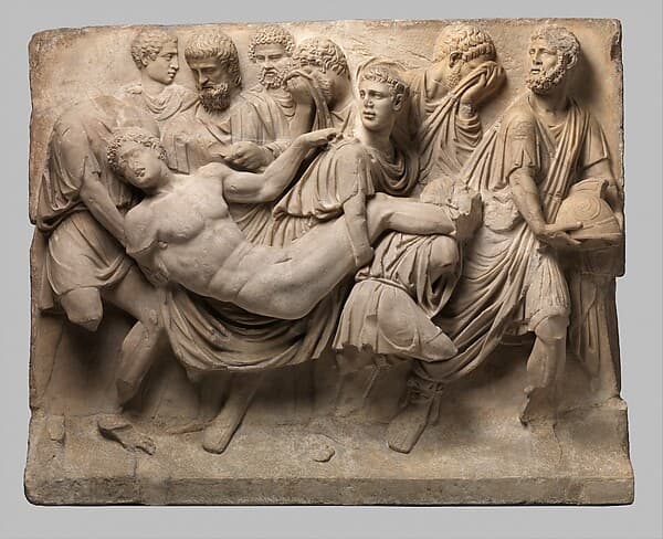 Marble sarcophagus fragment