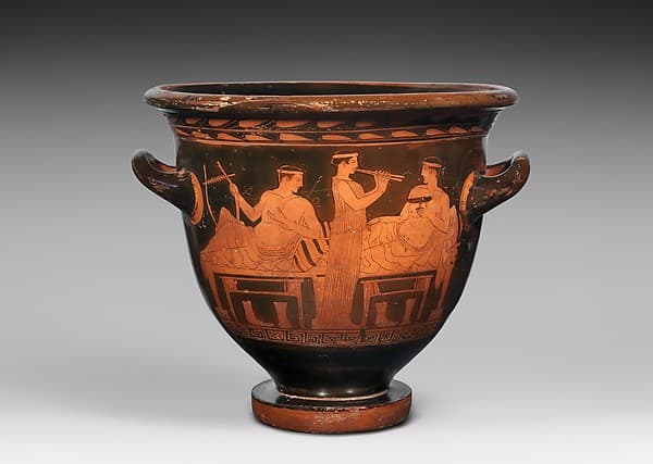 Terracotta bell-krater (bowl for mixing wine and water), by Painter of the Louvre Centauromachy