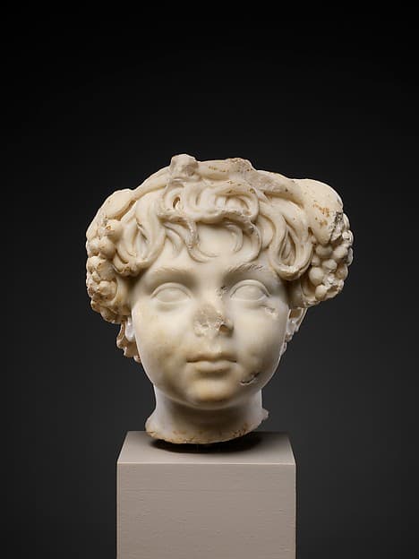 Marble head of a boy wearing a wreath