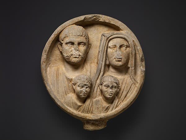 Marble funerary relief