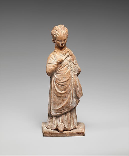 Terracotta statuette of a standing girl