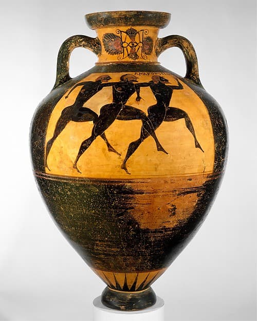 Terracotta Panathenaic prize amphora (jar), by Nikias