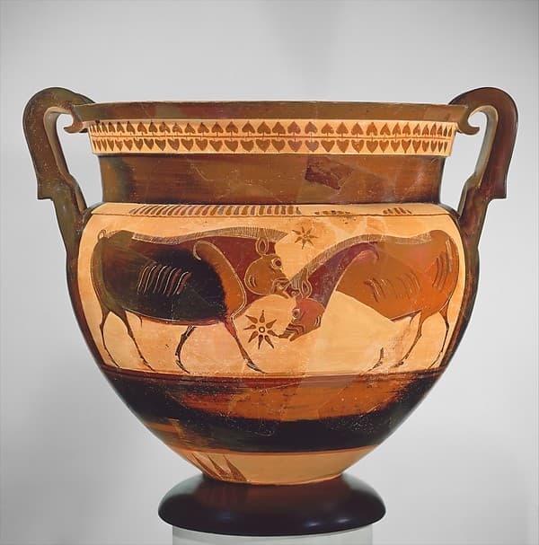 Terracotta volute-krater (vase for mixing wine and water), by Sophilos