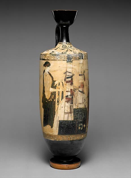 Terracotta lekythos (oil flask), by Vouni Painter
