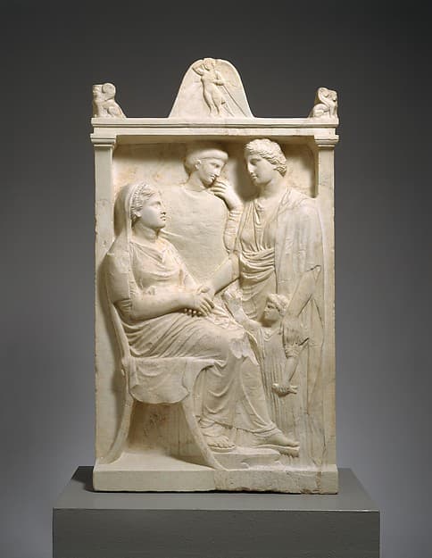 Marble stele (grave marker) of a woman