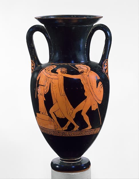 Terracotta Nolan neck-amphora (jar), by Ethiop Painter