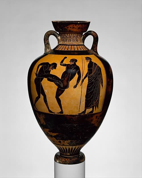 Terracotta Panathenaic prize amphora, by Kleophrades Painter