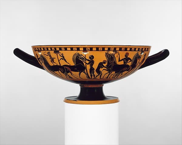 Terracotta kylix (drinking cup), by Amasis Painter