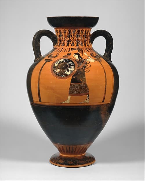 Terracotta neck-amphora of Panathenaic shape, by Princeton Painter