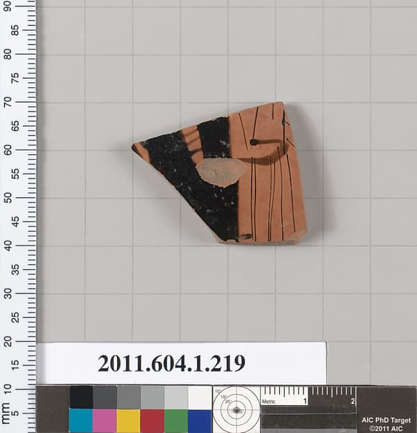 Terracotta fragment of a kylix (drinking cup), by Painter of Brussels R 330