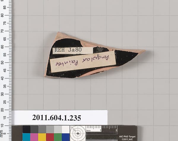 Terracotta fragment of a kylix (drinking cup), by Angular Painter