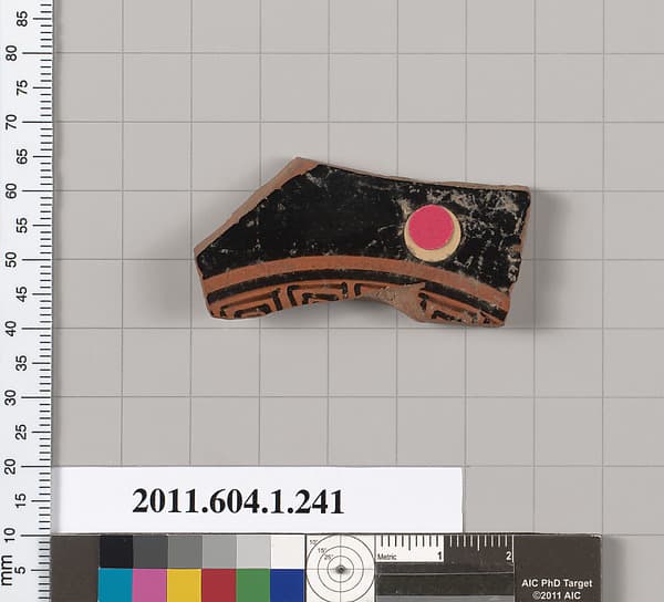 Terracotta fragment of a kylix (drinking cup), by Angular Painter