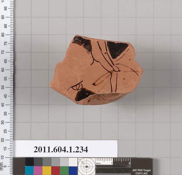 Terracotta fragment of a kylix (drinking cup), by Angular Painter