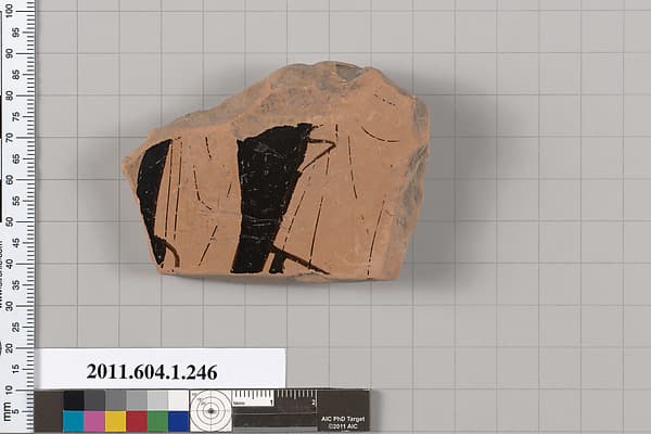 Terracotta fragment of a kylix (drinking cup), by Angular Painter