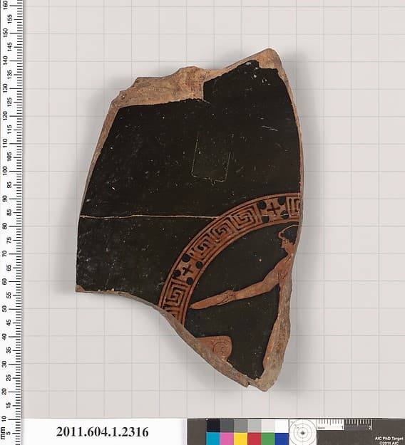 Terracotta fragment of a kylix (drinking cup), by Painter of London E 100