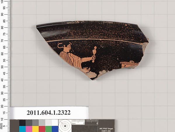 Terracotta rim fragment of a kylix (drinking cup), by Carlsruhe Painter