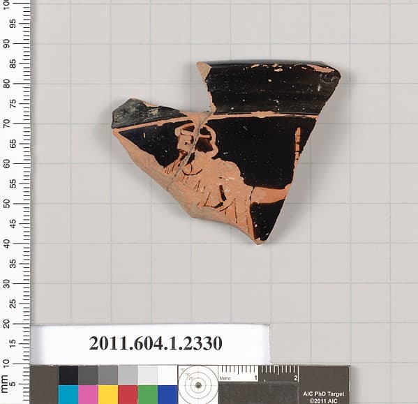 Terracotta rim fragment of a kylix (drinking cup), by Carlsruhe Painter