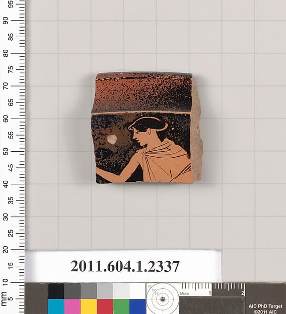 Terracotta rim fragment of a kylix (drinking cup), by Carlsruhe Painter