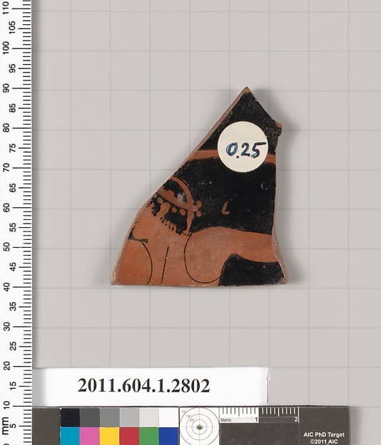 Terracotta fragment of a kylix (drinking cup), by Epeleios Painter