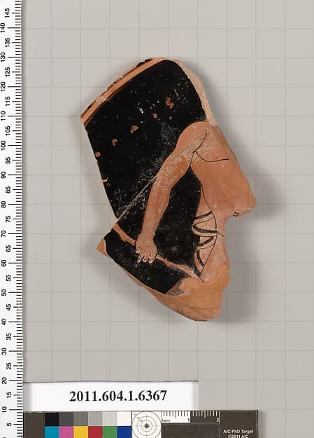 Terracotta fragment of a kylix (drinking cup), by Antiphon Painter