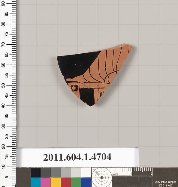 Terracotta fragment of a kylix (drinking cup), by Epeleios Painter