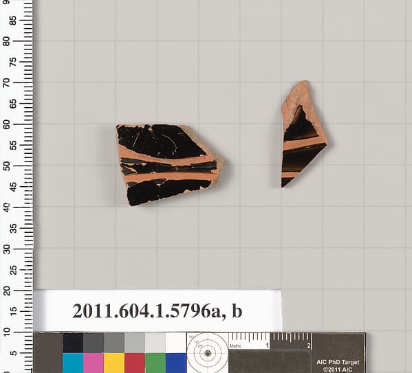 Terracotta fragments of kylikes: eye-cups (drinking cups)