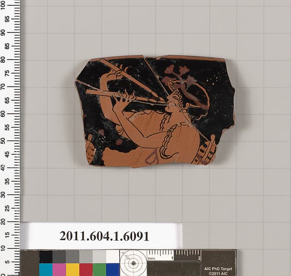 Terracotta rim fragment of a kylix (drinking cup), by Apollodoros