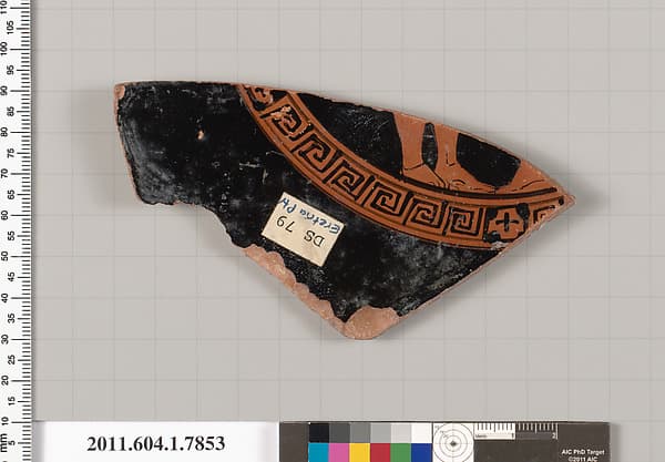 Terracotta fragment of a kylix (drinking cup), by Eretria Painter