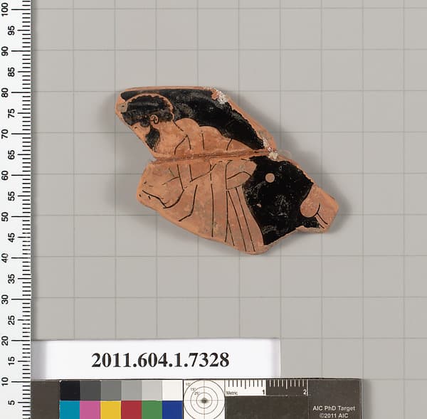 Terracotta rim fragment of a kylix (drinking cup), by Makron