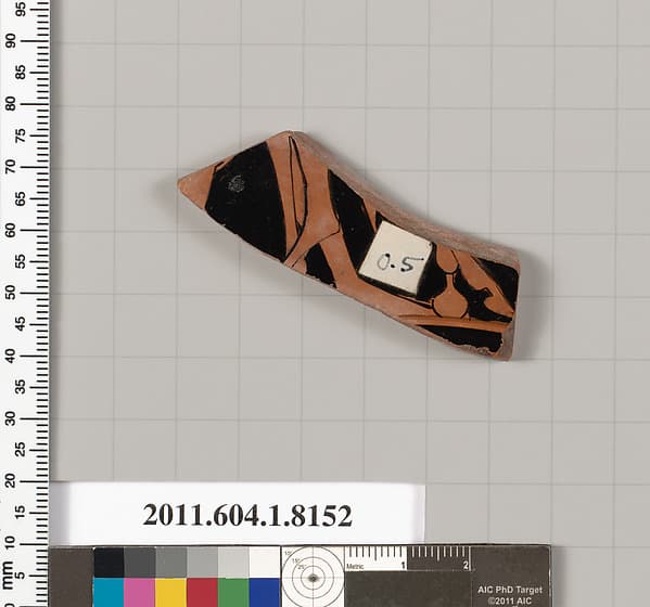 Terracotta fragment of a kylix (drinking cup), by Nikosthenes Painter