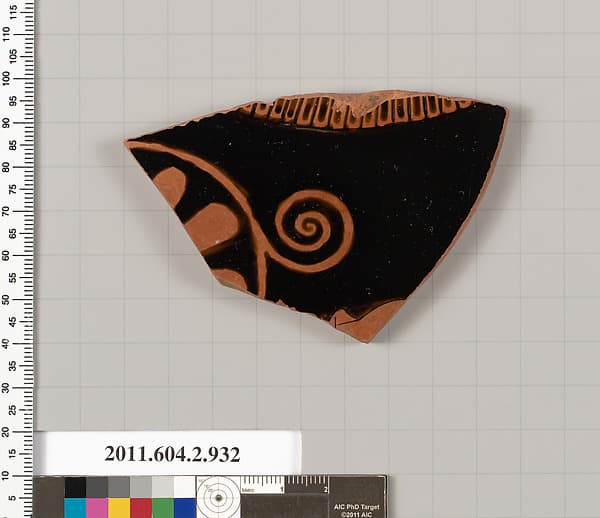 Terracotta fragment of a hydria: kalpis (water jar)