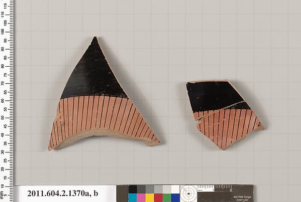 Terracotta fragments of a skyphos (deep drinking cup)